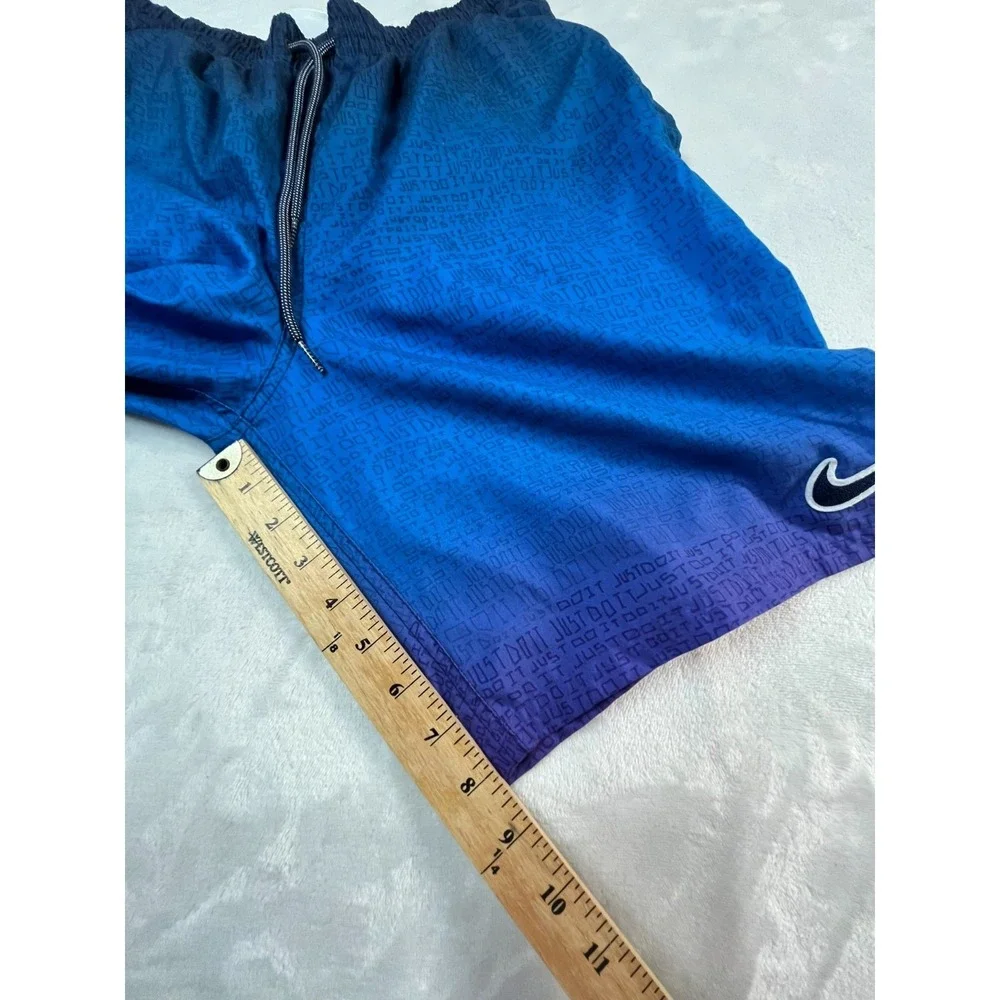 NIKE‎ Swim Mens M Shorts Blue Mesh Lined  Just Do It Print